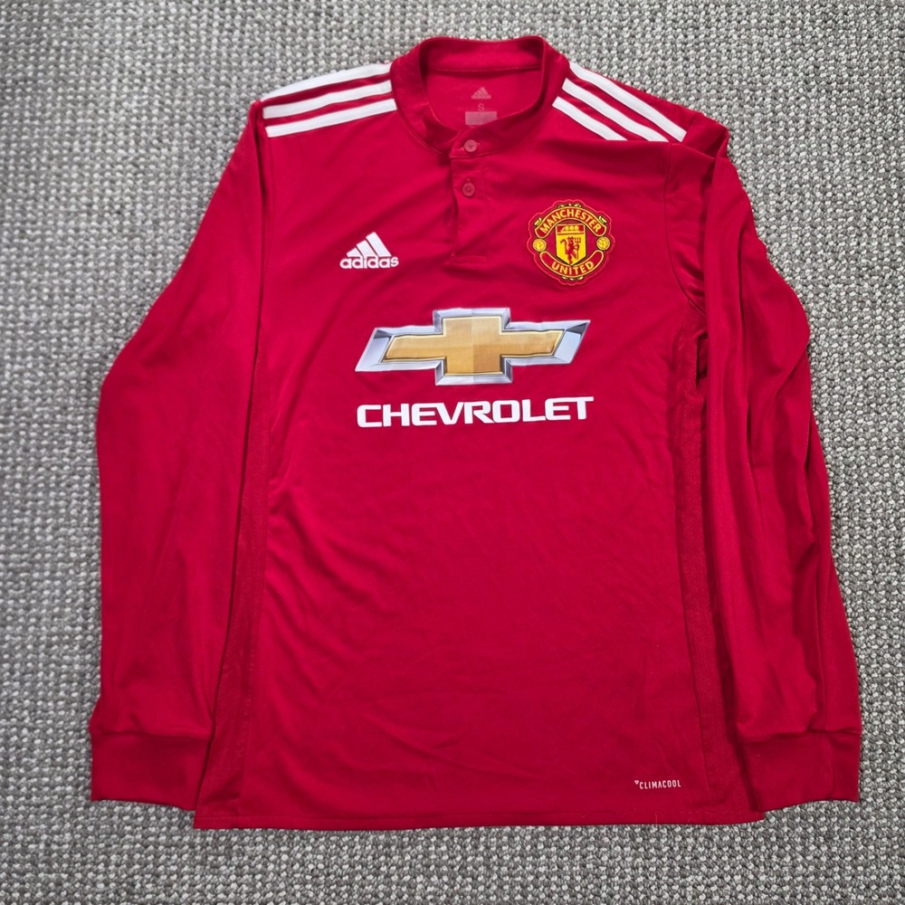 Manchester United Adidas Jersey Mens S Red Long Sleeve Chevrolet Climacool READ